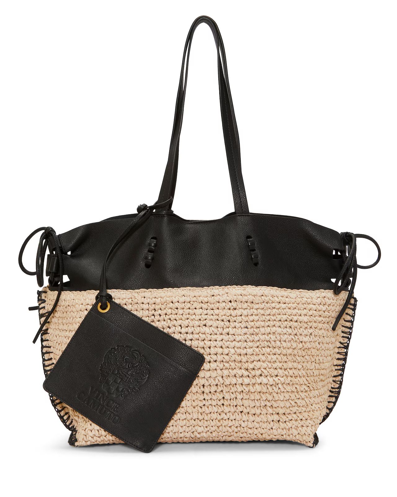 Vince Camuto Jamee Leather & Raffia Large Tote | Vince Camuto
