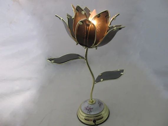 2 pcs  Single Lotus Flower Table Touch Lamp (Black , Light Blue ) | Etsy (US)