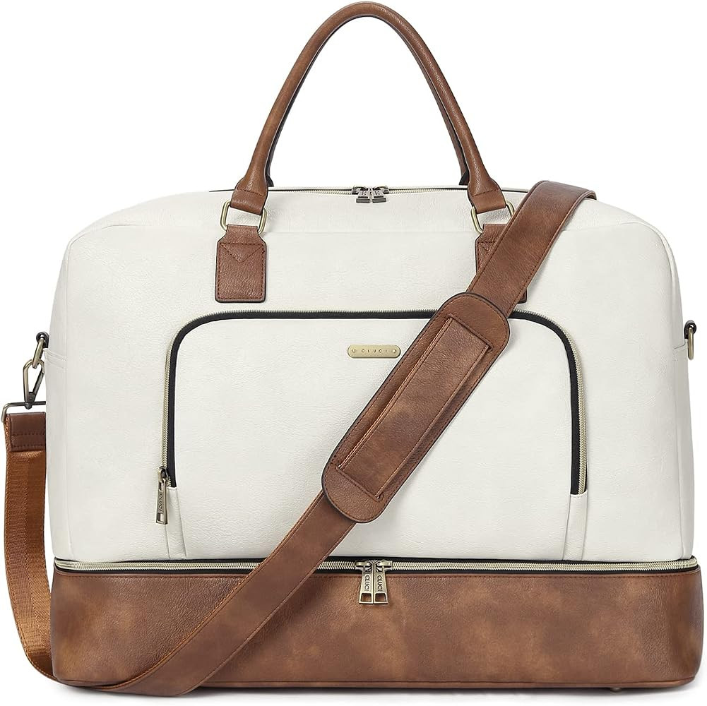 CLUCI Travel Duffel Bag for Women Leather Oversized Weekender Overnight Bags with Shoe Compartmen... | Amazon (US)