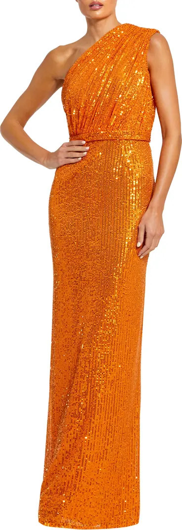 Mac Duggal Sequin One-Shoulder Column Gown | Nordstrom | Nordstrom