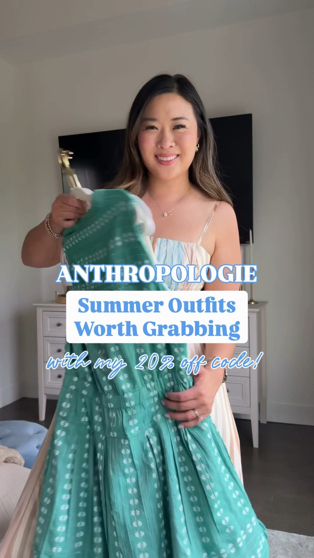 Anthropologie Sale!
Use code SANDY20 for 20% off $100+!
Striped Midi Dress: XS
Drop Waist Polka Dot Dress: XS Petite
Brown Silk Dress: Small
Green Shirt Dress: Small
Floral Tank: Small
Striped Pants: 29S