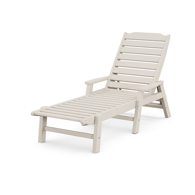 allen + roth by POLYWOOD Oakport Stackable Sand HDPE Frame Stationary Chaise Lounge Chair with Sl... | Lowe's