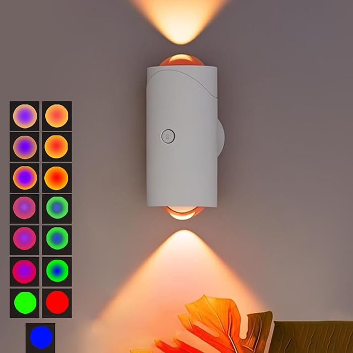 LED Wireless Wall Sconce with 7 Colors Changing, Motion Sensor Light Indoor, 1500mAh Rechargeable... | Amazon (US)