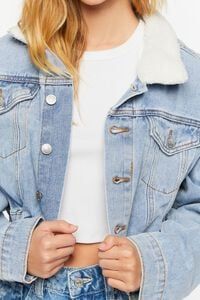 Faux Shearling-Trim Cropped Trucker Jacket | Forever 21 (US)