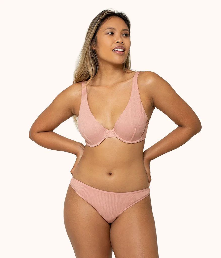 The Unlined Ribbed Plunge Bra | LIVELY