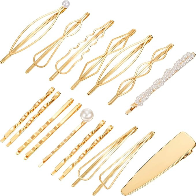 17 Pieces Gold Hair Clip Geometric Hair Pins Bobby Pin Hair Barrettes Metal Gold Minimalist Hairp... | Amazon (US)