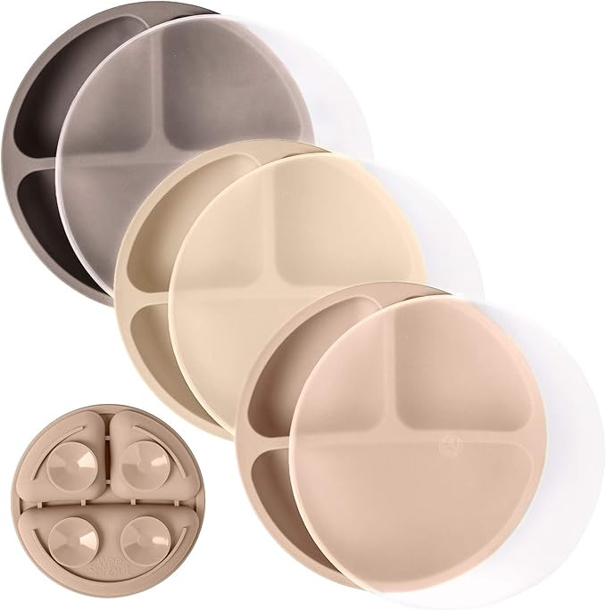 WeeSprout Suction Plates with Lids for Babies & Toddlers | 100% Silicone | Plates Stay Put with S... | Amazon (US)