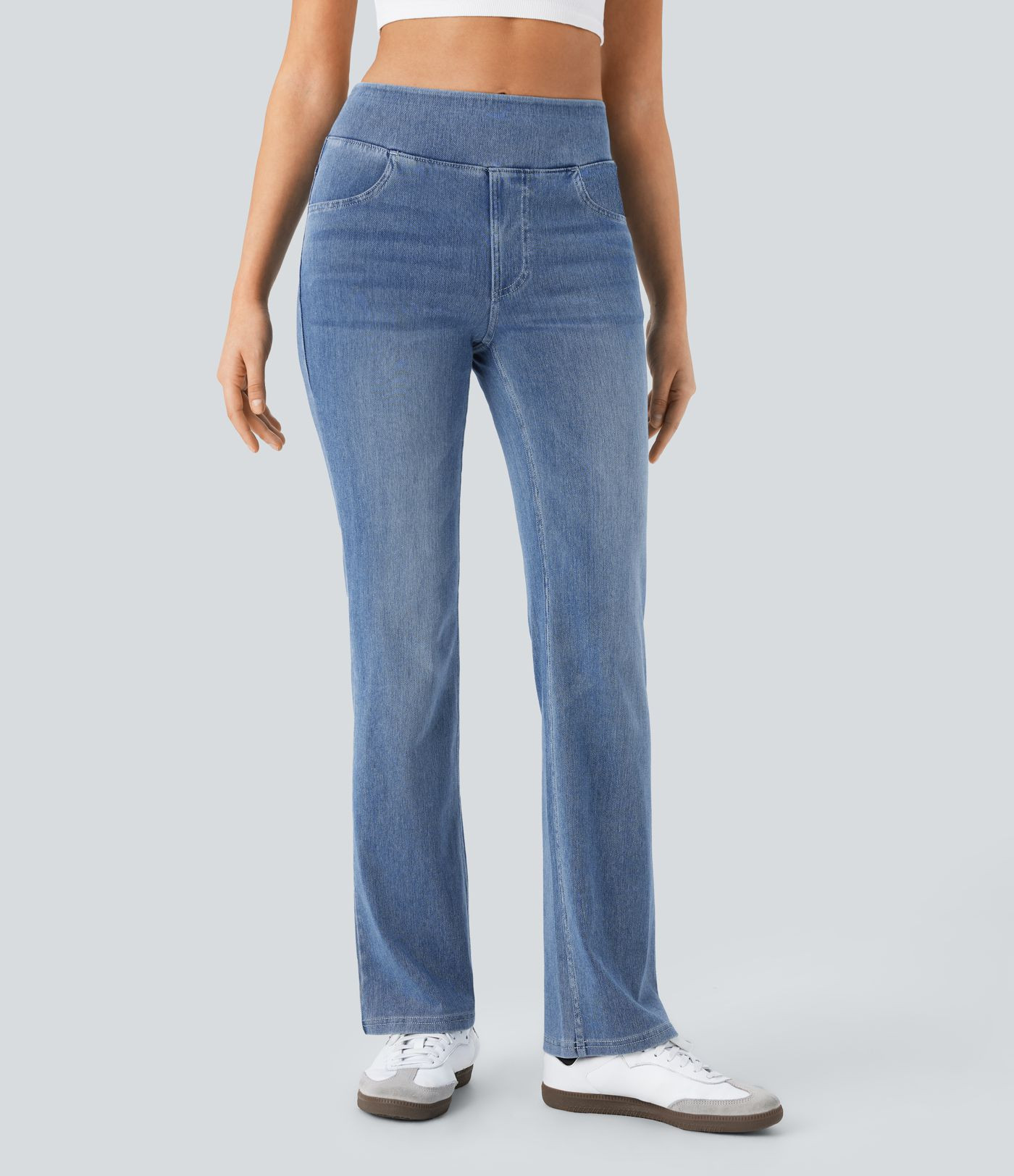 Women\u2019s Halara Flex\u2122 High Waisted Pockets Washed Casual Bootcut Jeans - Halara | HALARA