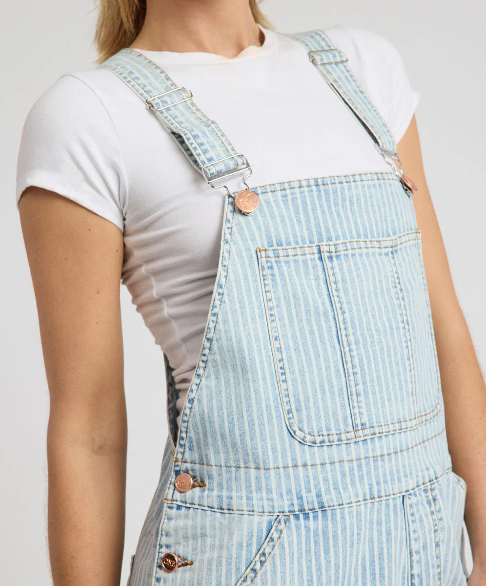 Painters Classic Long Length Denim Overalls - Summer Stripe | One Teaspoon | OneTeaspoon