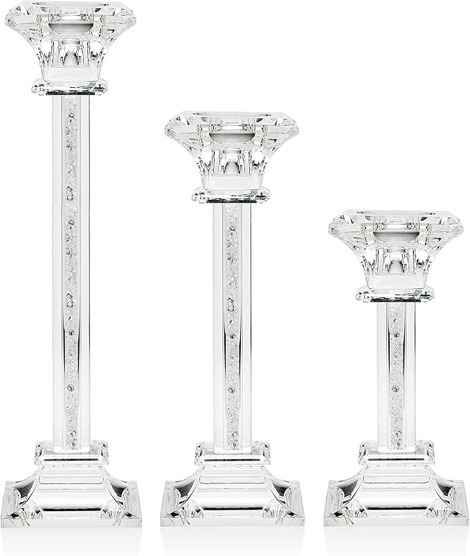 Godinger Galaxy Square Candlesticks Candle Holders- Set of 3 | Amazon (US)