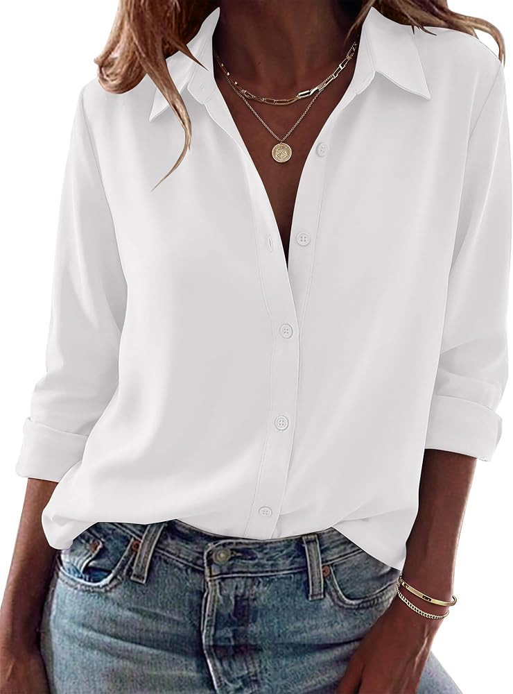 Zeagoo Blouses for Women Dressy Casual Long Sleeve Button Down Shirts Tops | Amazon (US)