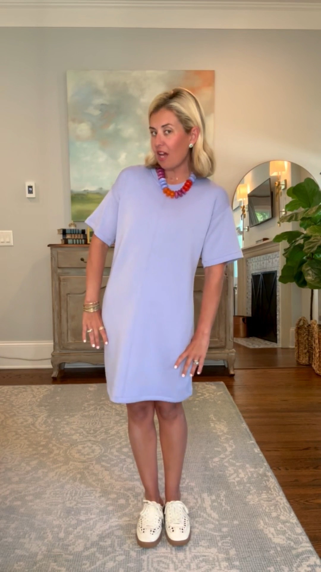 I love the design of this new Spanx dress! Super flattering!! I’m wearing a small dress & 8 sneaker tts. 

Sizing:
Air Essentials T-Shirt Dress - small
Air Essentials Crewneck Tank - xs
Air Essentials Short 5" - small
Full Zip Hoodie - xs
Leggings - 7/8 small
Crewneck Tank - xs
Tie-Waist Dress - small
Wide Leg Jeans - xs petite

#LTKdayinmylife #LTKmomlife #LTKOver40