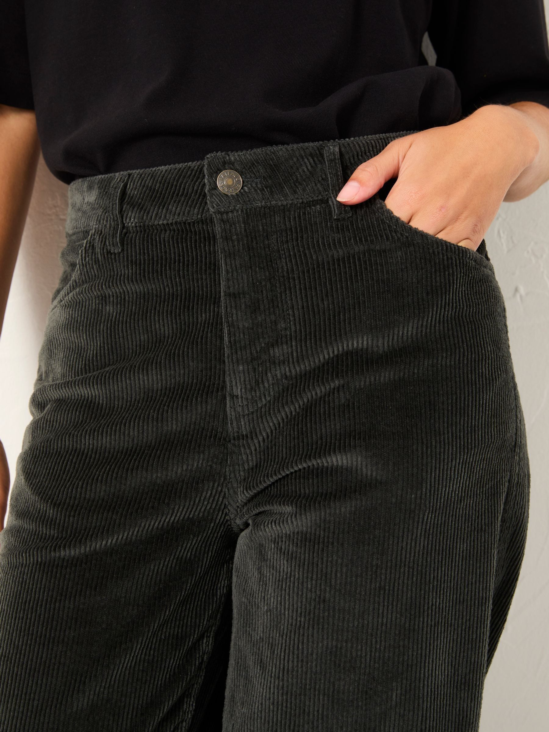 Willow Washed Black Cord Tapered Trouser | FatFace | Fat Face