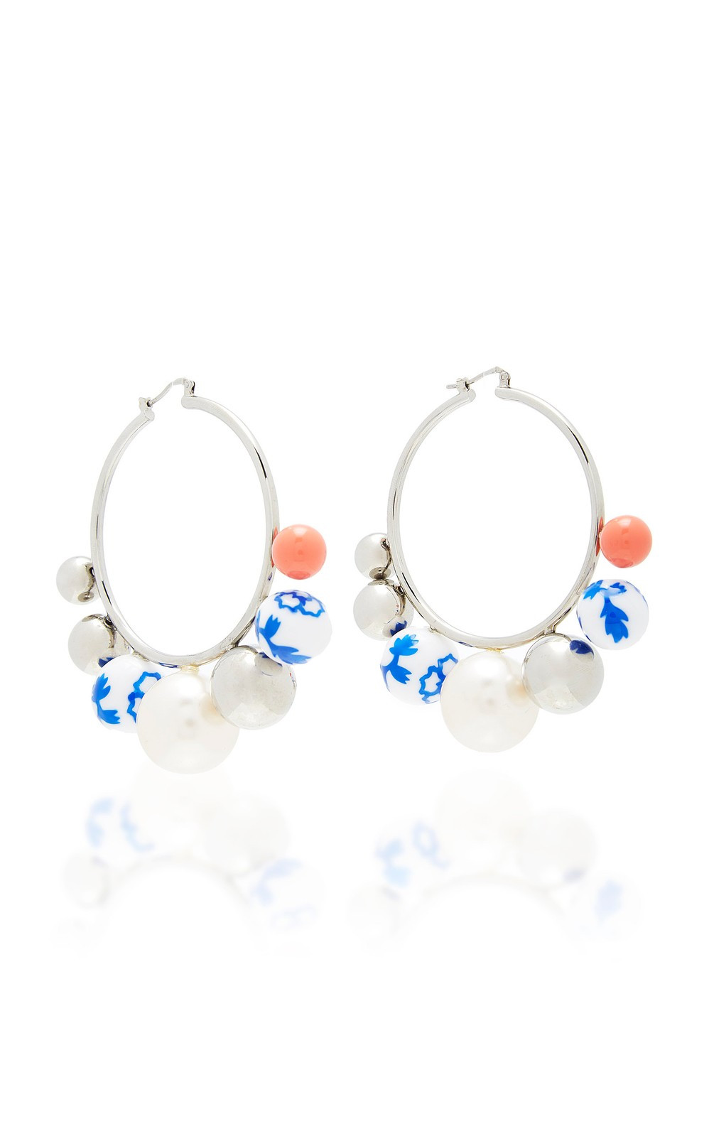 Silver-Plated Beaded Hoop Earrings | Moda Operandi Global