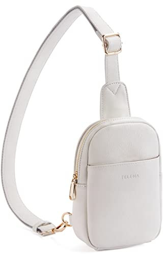 Telena Small Sling Bag for Women Leather Crossbody Bag for Women White | Amazon (US)