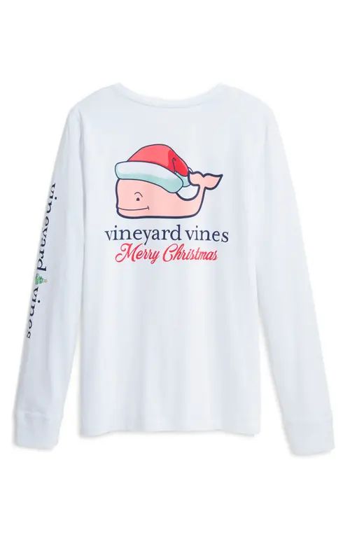 vineyard vines Santa Whale Long Sleeve Tee in White Cap at Nordstrom, Size X-Small | Nordstrom