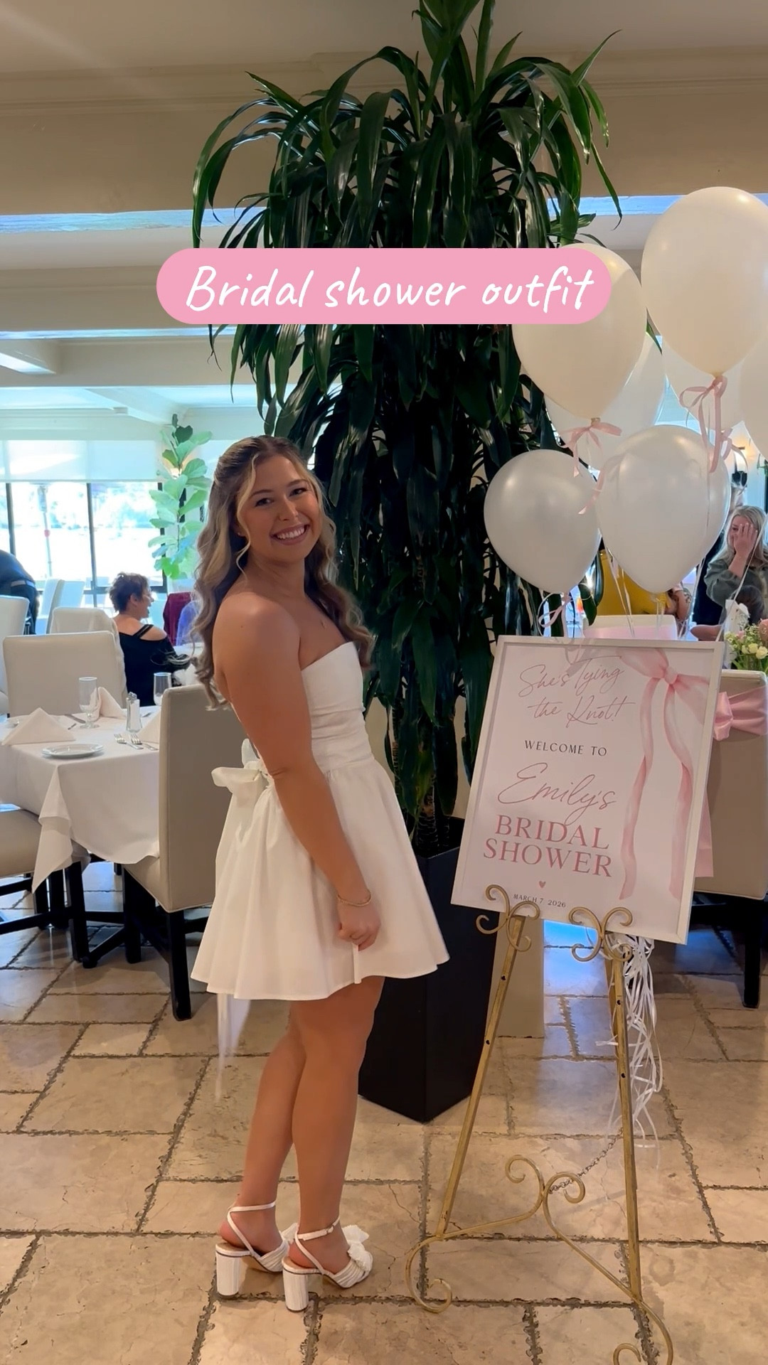 Bridal Shower outfit for my bridal shower🤍 The theme was She’s Tying the Knot 🎀 This white bow dress and bow shoes were perfect 😍 

#LTKWedding #LTKBeauty #LTKootd