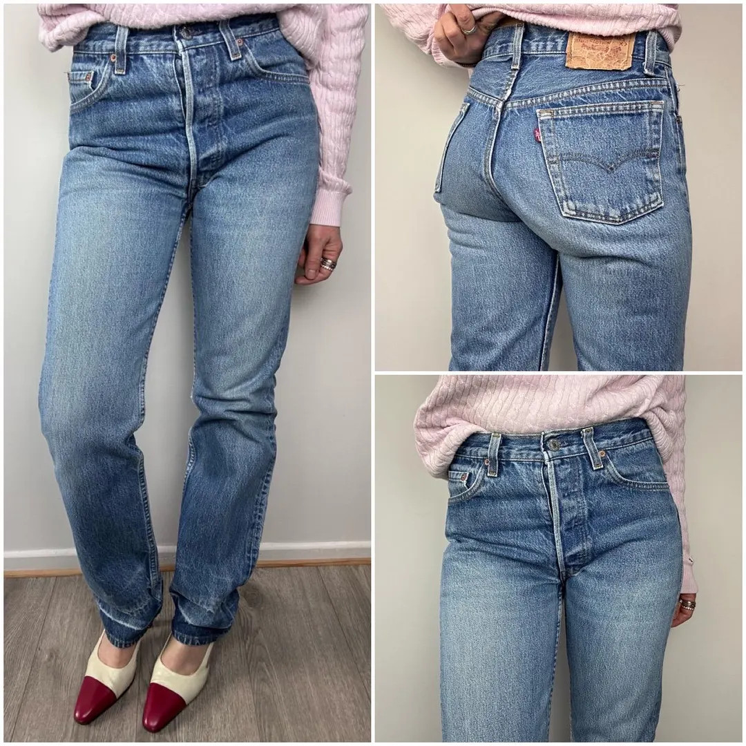 Levi’s 501 Vintage W26/27 L32 Jeans Medium Blue Stonewash Faded 80s Straight Leg Levis Buttonfl... | Etsy (US)