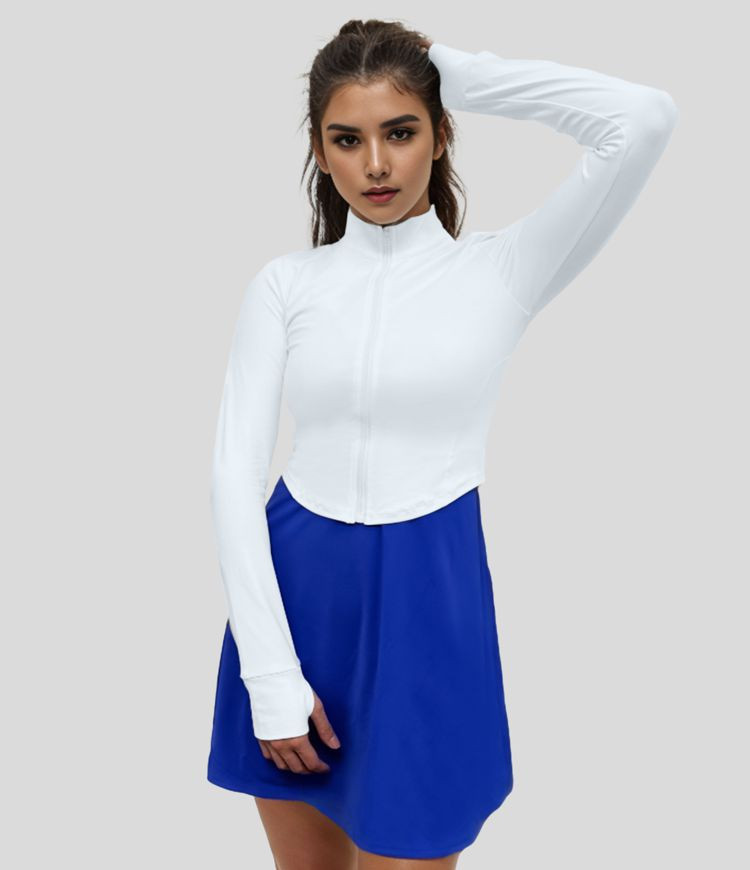 Women’s Mock Neck Zip Front Thumb Hole Cropped Golf Jacket - HALARA | HALARA