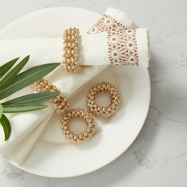 Sofia Home 8-Piece Cloth Table Napkins and Napkin Ring Set, Cream by Sofia Vergara | Walmart (US)