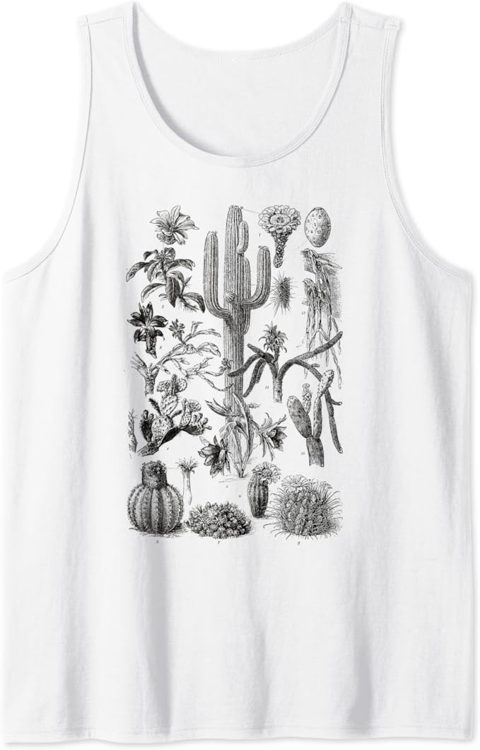 Vintage Cactus Chart Botanical Saguaro Cactus retro Desert Tank Top | Amazon (US)