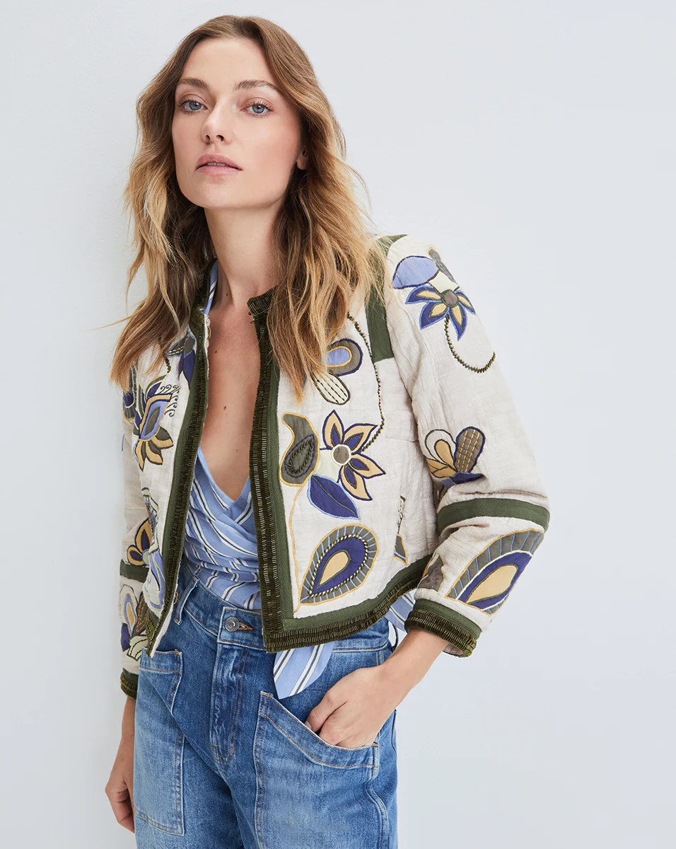 Veronica Beard Benicia Embroidered Jacket Oyster | Veronica Beard