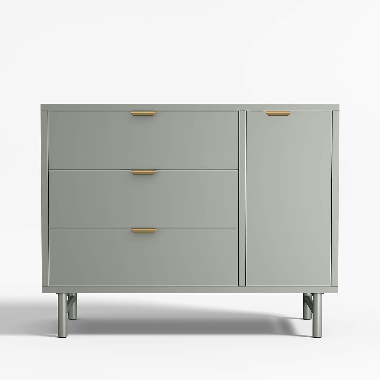 Classic 44" Laurel Green Wood 3-Drawer Kids Dresser with Door + Reviews | Crate & Kids | Crate & Barrel