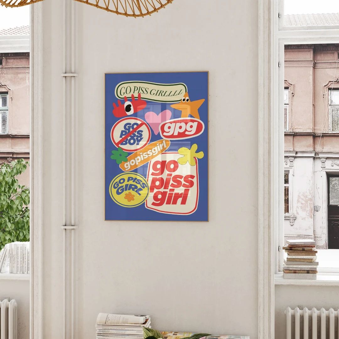Go Piss Girl Wall Art: Trendy Aesthetic Decor Digital Print - Etsy | Etsy (US)