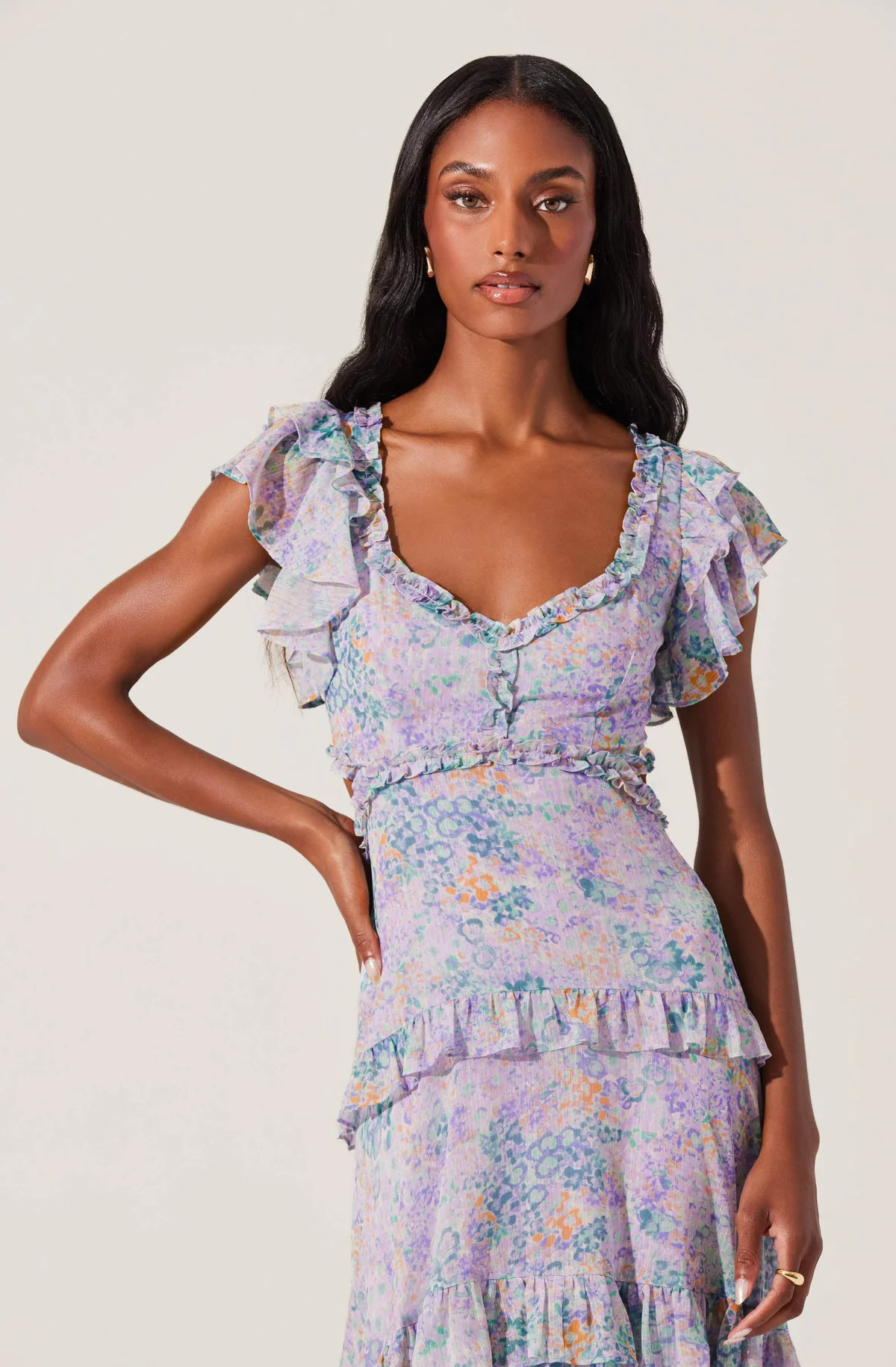 Mable Floral Tiered Ruffle Maxi Dress | ASTR The Label (US)