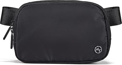 Pander Two Way Zipper Fanny Pack Nylon Everywhere Belt Bag for Women, Water Repellent Waist Packs, Crossbody Bags with Adjustable Strap (Black). | Amazon (US)