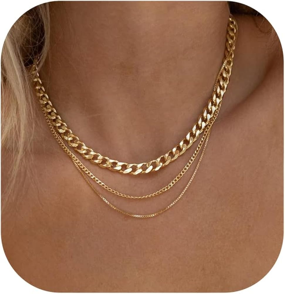 Herringbone Necklace for Women,Dainty Gold Necklace,14k Gold Plated Snake,Gold Chain Choker Neckl... | Amazon (US)