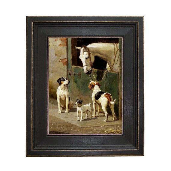 Dogs and Horse at Stable Framed Oil Painting Reproduction - Etsy | Etsy (US)