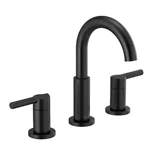 Delta Nicoli J-Spout 8 in. Widespread 2-Handle Bathroom Faucet in Matte Black 35749LF-BL | The Home Depot