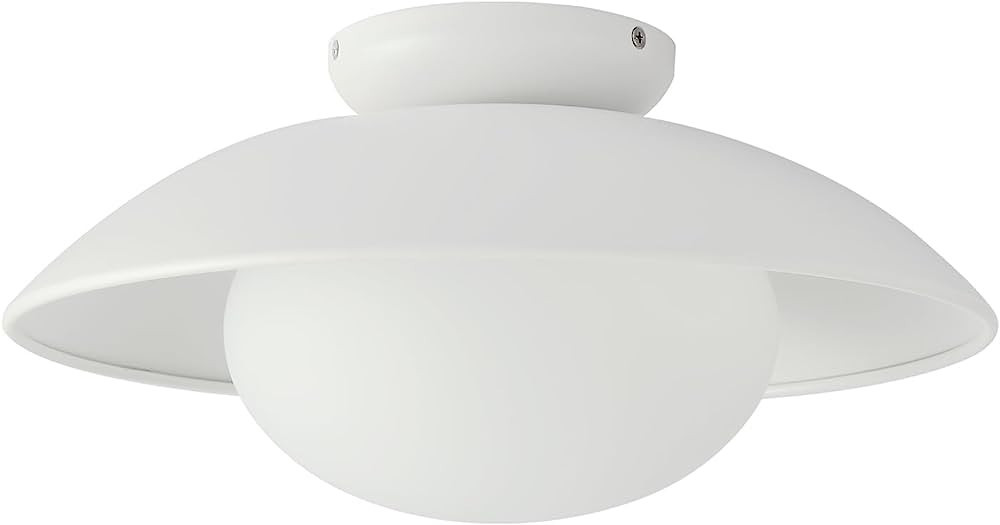 Pirxxiy Soft White 15in Semi Flush Mount Ceiling Light Fixture, Bowl Lampshade Vintage Close to C... | Amazon (US)