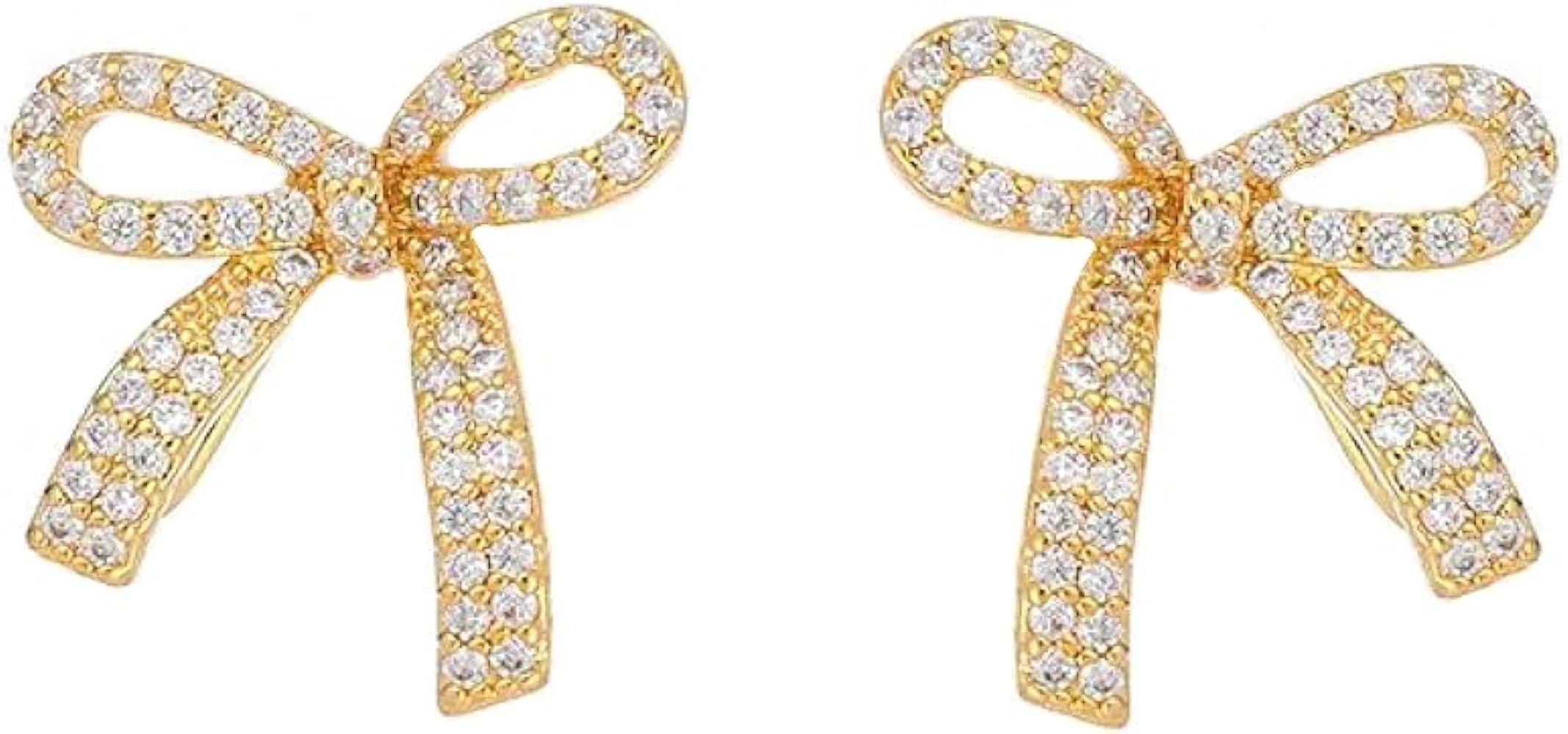 Lezmoii Bow Earrings Gold Bow Earrings for Women Ribbon Earrings Bow Jewelry | Amazon (US)