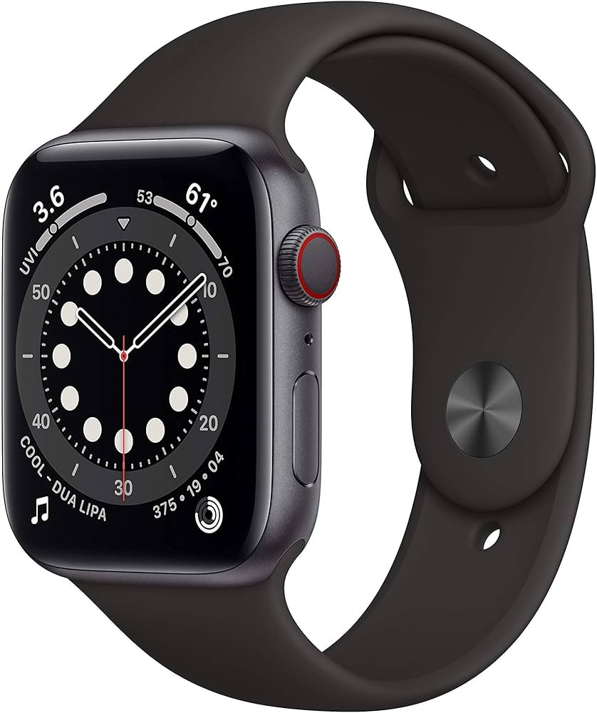Apple Watch Series 6 (GPS + Cellular, 44mm) - Space Gray Aluminum Case with Black Sport Band (Re... | Amazon (US)