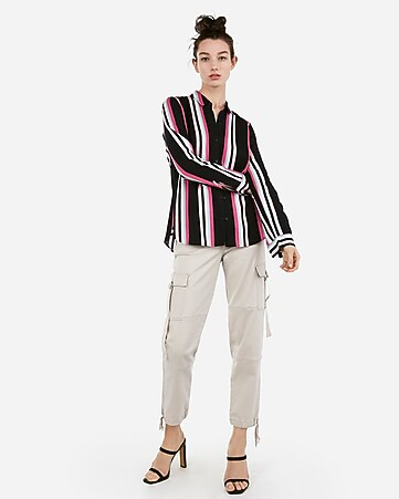 striped no pocket city shirt by express | Express