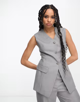 & Other Stories 3 piece co-ord longline waistcoat in grey | ASOS (Global)