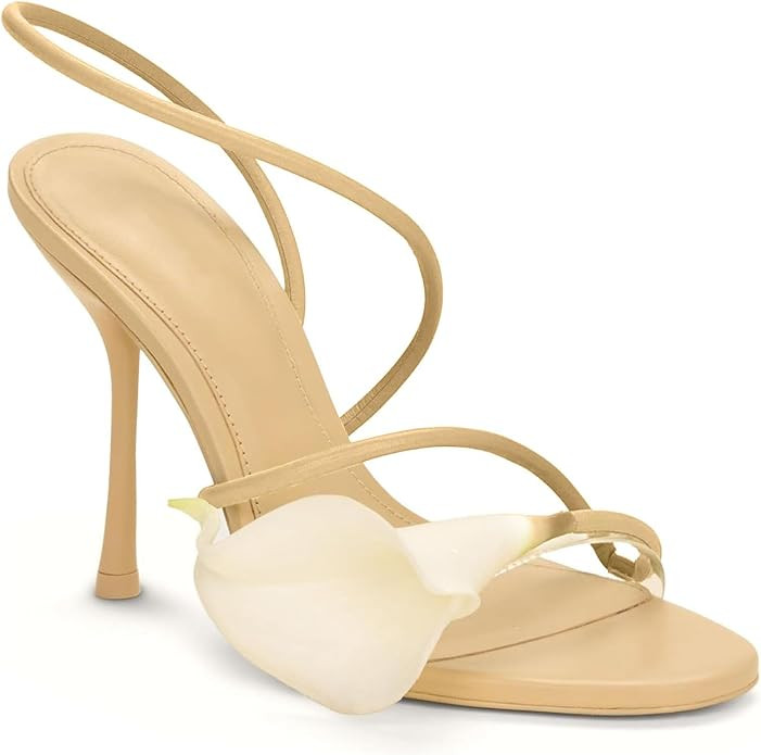 Flower Heels for Women Nude Calla Lilyl Heeled Sandals Wedding Shoes for Bride Sexy Strappy Stile... | Amazon (US)