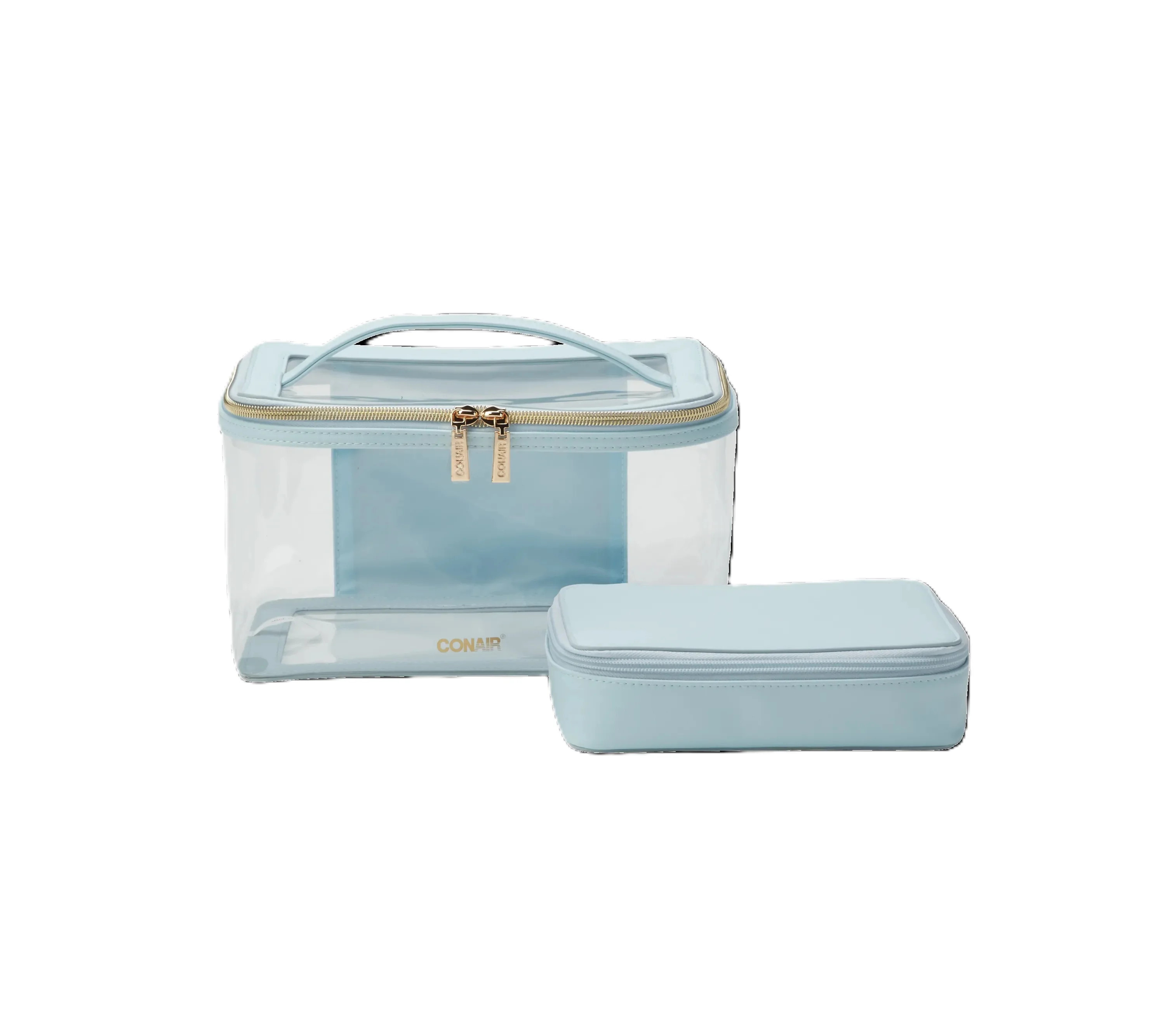 Conair Blue 2-Piece Train Case Set, Clear PVC Makeup Organizer | Walmart (US)
