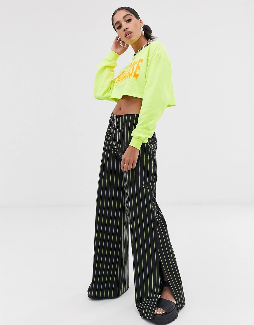 The Ragged Priest pin stripe wide leg pants-Black | ASOS (Global)