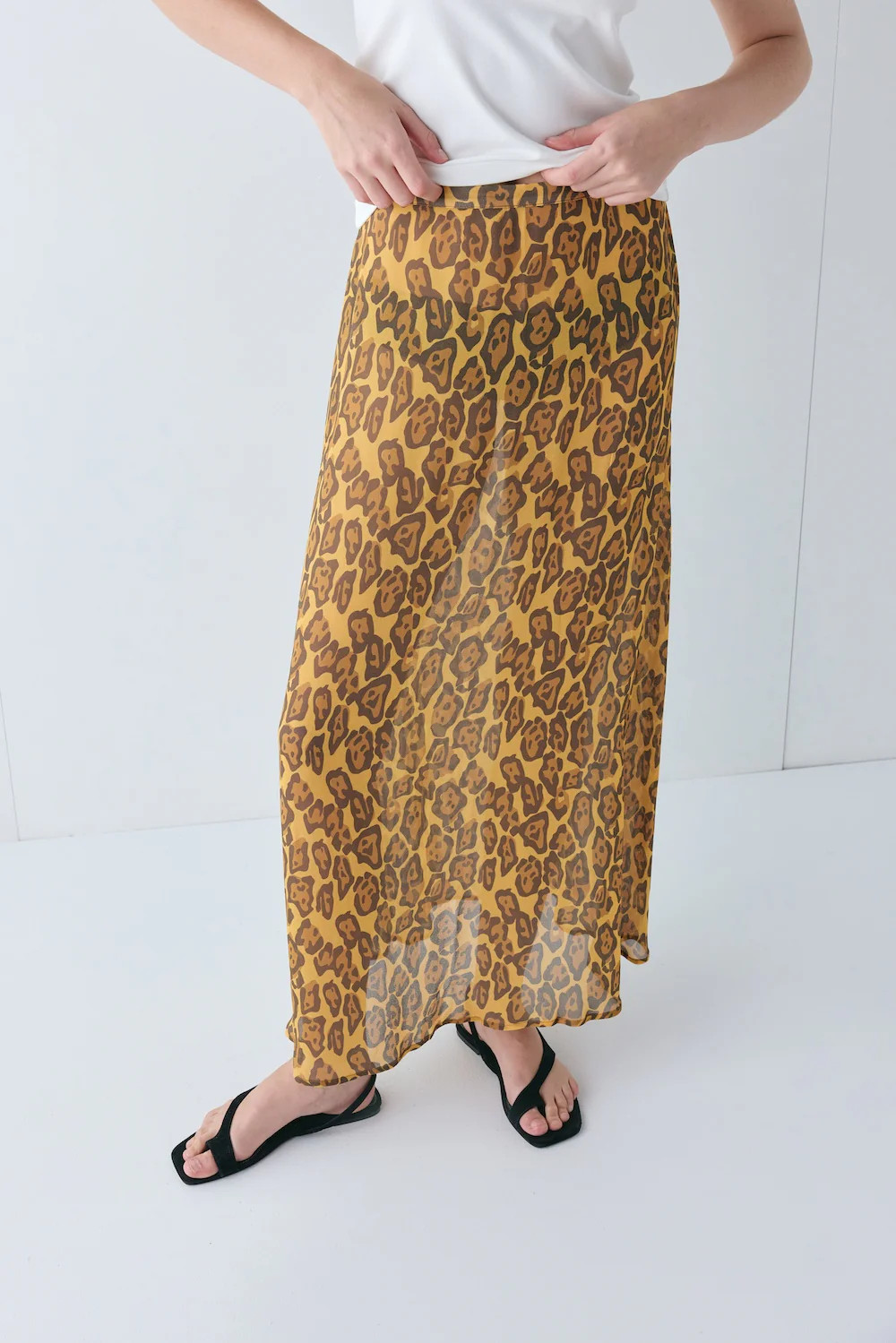 Vilma Sheer Maxi Skirt Leopard | VRG Grl