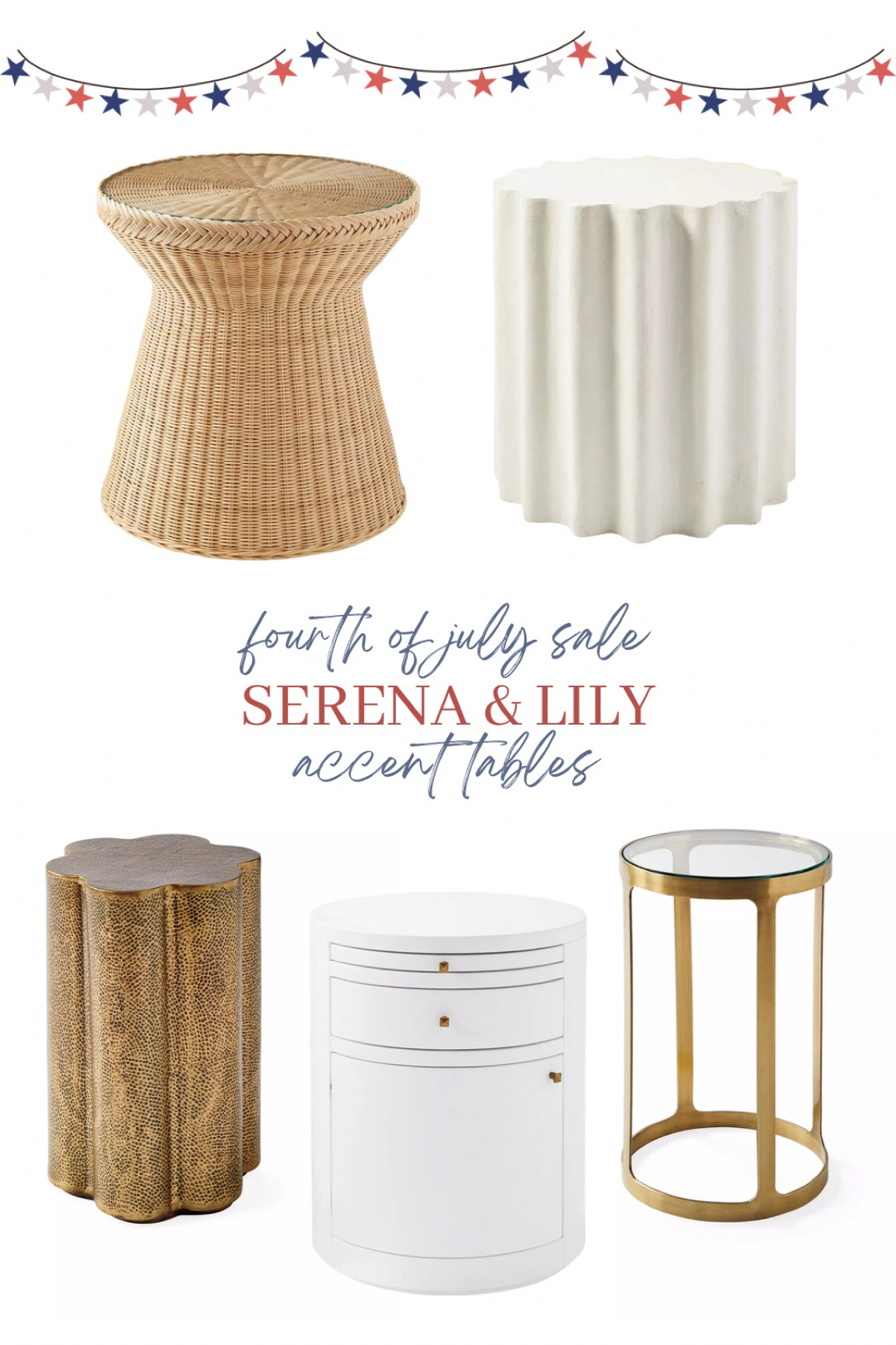 Serena and Lily Fourth of July sale, accent tables, end tables, home decor, nightstands, summer sales 

#LTKHome #LTKSaleAlert #LTKSummerSales
