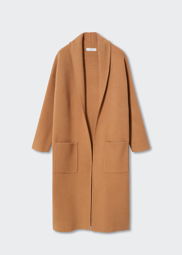 Oversized knitted coat with pockets | MANGO (US)