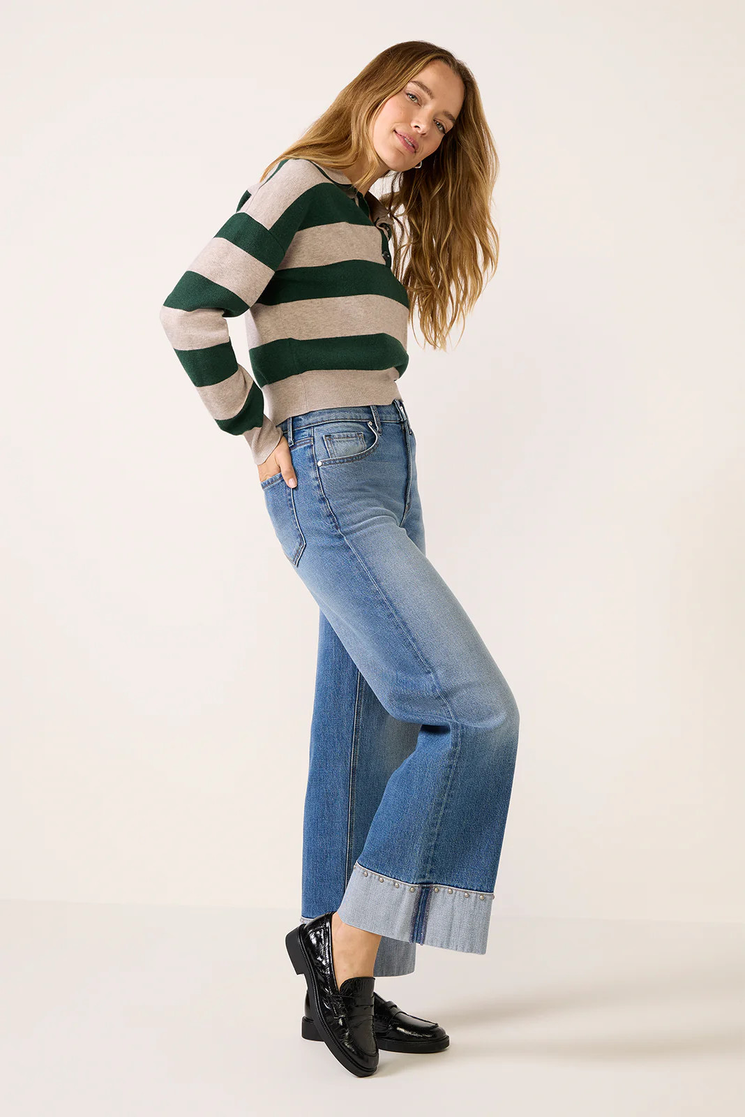 Ever Vintage Hem w Studs Wide Leg Jean | Evereve