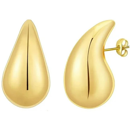 ZSPERKLA 18K Gold Plated 925 Sterling Silver Post Drop Earrings | Women s Lightweight Teardrop Chunky Gold Hoop Earrings | Jewelry Gift for Her | Walmart (US)
