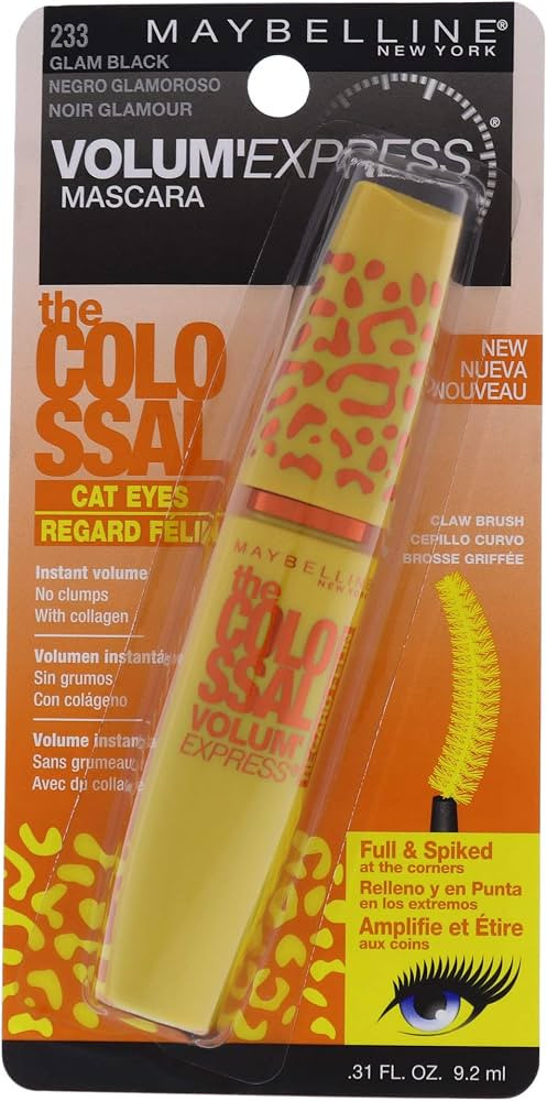Maybelline New York Volume Express Colossal Cat Eyes Washable Mascara, Glam Black, 0.31 Fl Oz | Amazon (US)