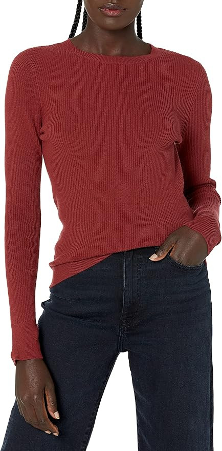 The Drop Women's Amber Fitted Ribbed Crewneck Sweater | Amazon (US)