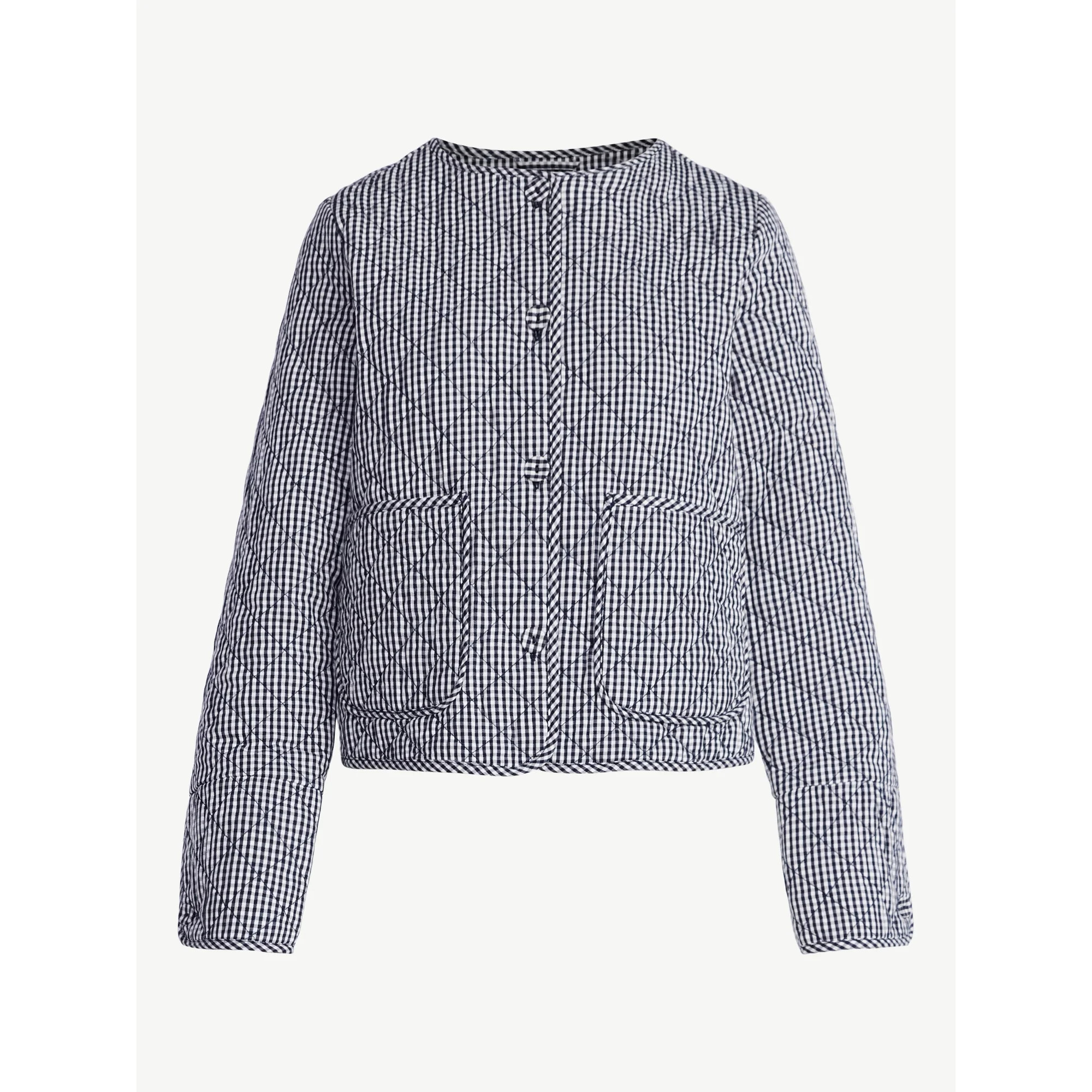 Free Assembly Women's Collarless Cotton Quilted Jacket, Sizes XS-XXL | Walmart (US)