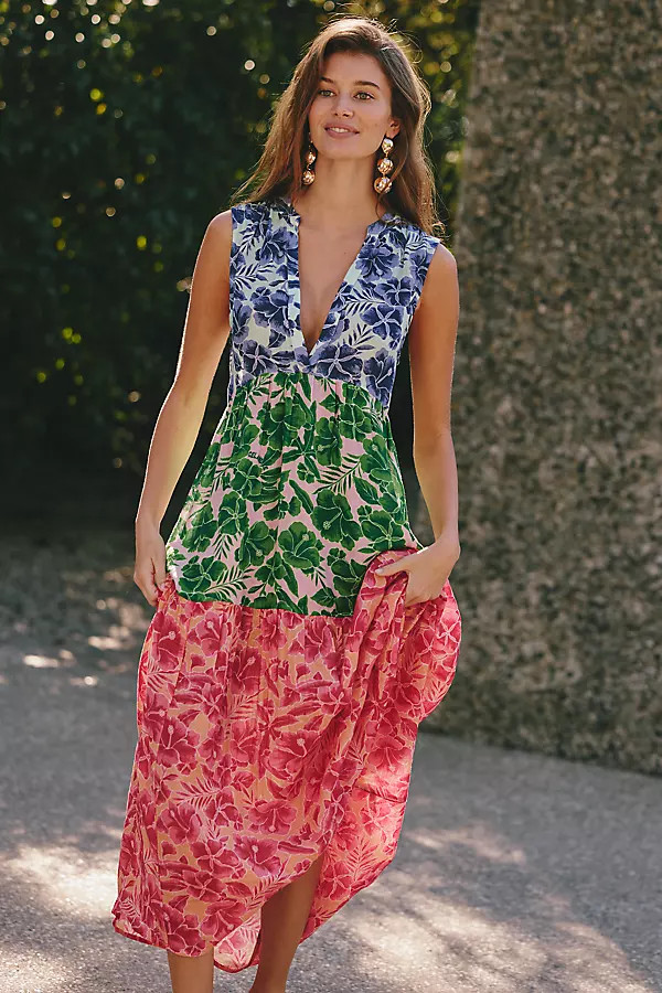 Kallie Cotton Gauze Printed Sleeveless Midi Dress | Anthropologie (US)